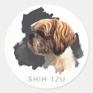 Shih Tzu Original Fine Art Round Sticker