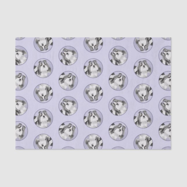 Shih Tzu Painting Black & White Original Dog Art Tissue Paper (Front)