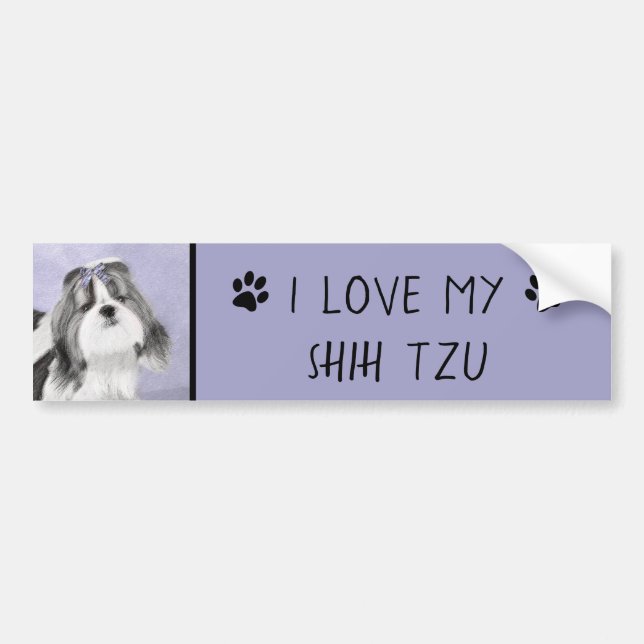 Shih Tzu Painting - Cute Original Dog Art Bumper Sticker (Front)