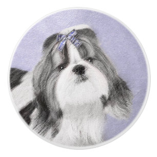 Shih Tzu Painting - Cute Original Dog Art Ceramic Knob