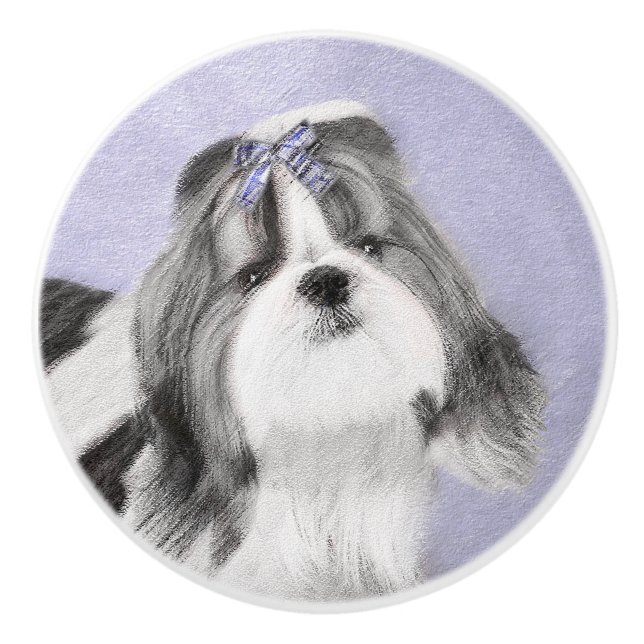 Shih Tzu Painting - Cute Original Dog Art Ceramic Knob (Front)