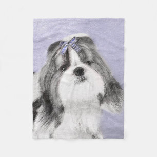 Shih Tzu Painting - Cute Original Dog Art Fleece Blanket