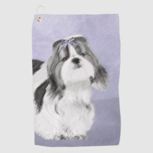 Shih Tzu Painting - Cute Original Dog Art Golf Towel