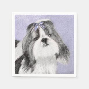 Shih Tzu Painting - Cute Original Dog Art Napkin