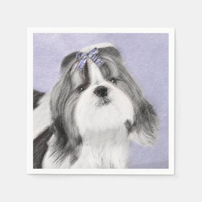 Shih Tzu Painting - Cute Original Dog Art Napkin (Front)