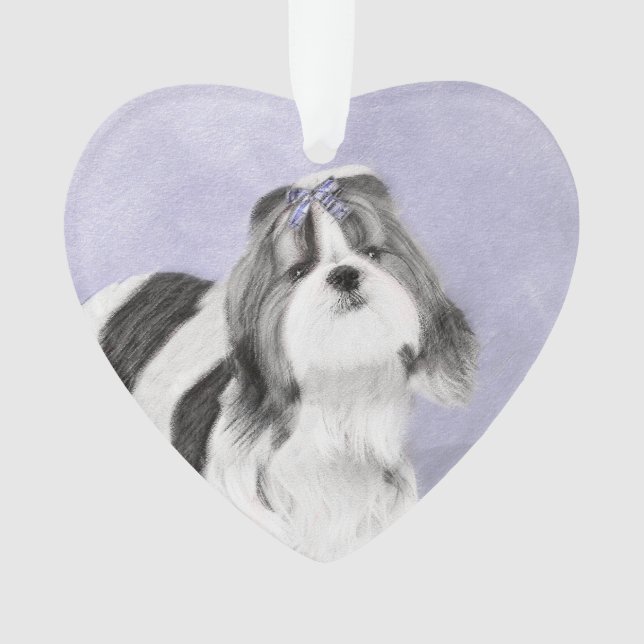 Shih Tzu Painting - Cute Original Dog Art Ornament (Front)