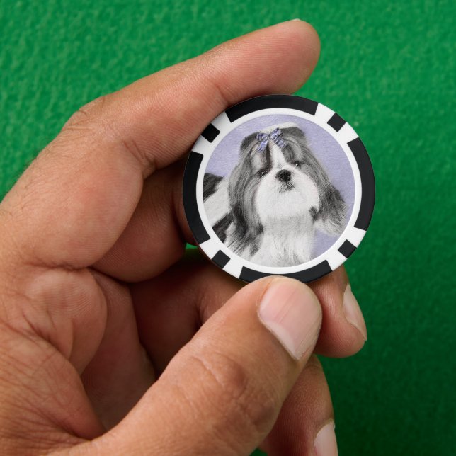 Shih Tzu Painting - Cute Original Dog Art Poker Chips (Hand)