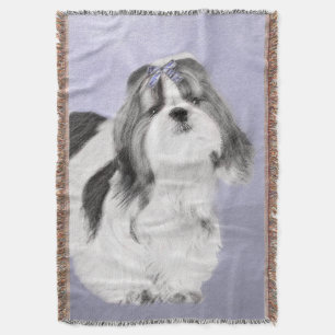 Shih Tzu Painting - Cute Original Dog Art Throw Blanket
