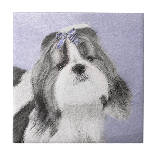 Shih Tzu Painting - Cute Original Dog Art Tile (Front)