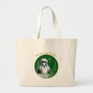 Shih Tzu Peace on Earth Large Tote Bag