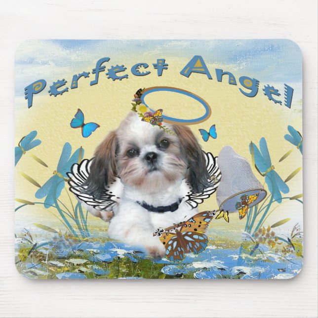 Shih Tzu Perfect Angel Butterfly Catcher cards Mouse Mat (Front)