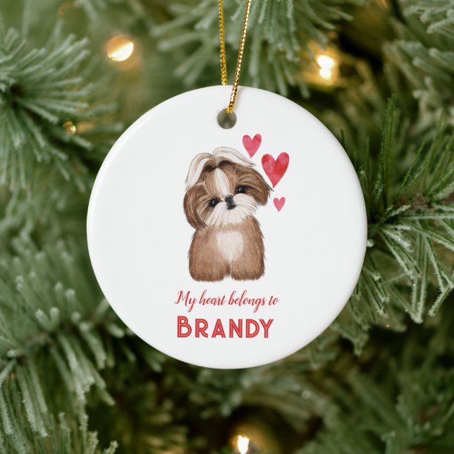 Shih Tzu Personalised My Hearts Belongs To Ceramic Tree Decoration (Tree)