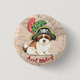 Shih Tzu Pirate 3 Cm Round Badge