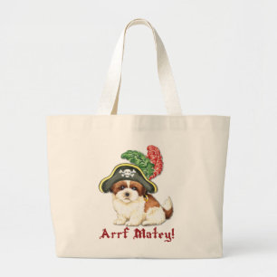 Shih Tzu Pirate Large Tote Bag