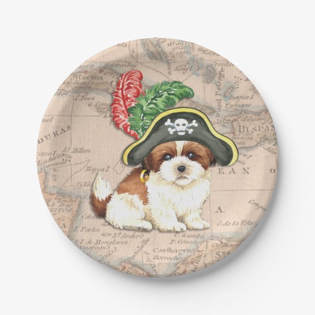 Shih Tzu Pirate Paper Plate (Front)