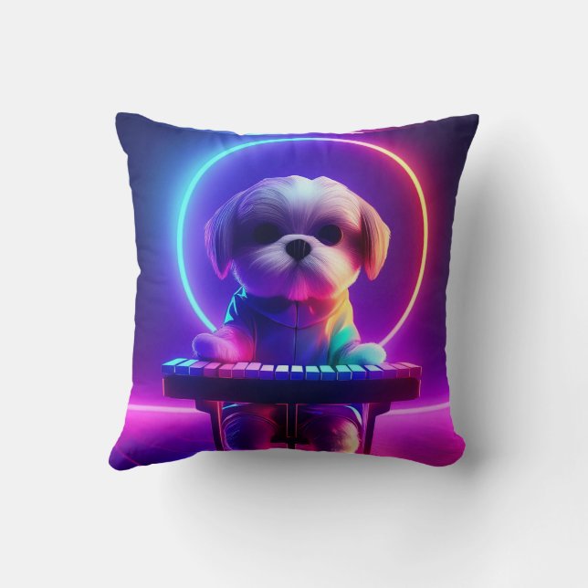 Shih Tzu Playing Piano Cushion (Back)