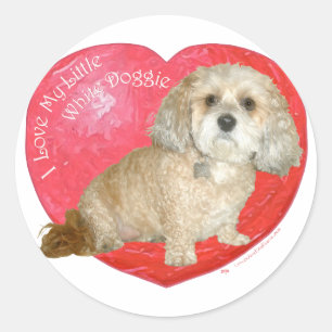 Shih Tzu / Poodle Mix Valentines Day Classic Round Sticker