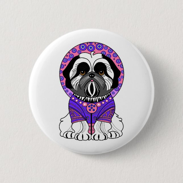 Shih Tzu Princess 6 Cm Round Badge (Front)