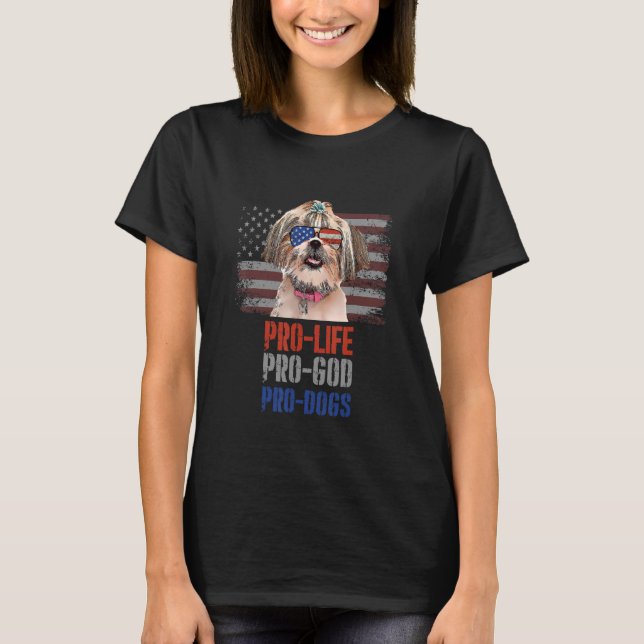 Shih Tzu Pro Life Pro God Pro Dogs T-Shirt (Front)