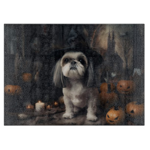 Shih Tzu Pumpkins Halloween Scary  Cutting Board