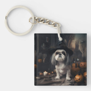 Shih Tzu Pumpkins Halloween Scary  Key Ring