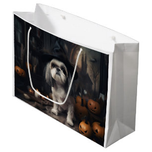 Shih Tzu Pumpkins Halloween Scary Large Gift Bag