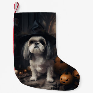 Shih Tzu Pumpkins Halloween Scary Small Christmas Stocking