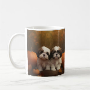 Shih Tzu Puppy Autumn Delight Pumpkin Coffee Mug