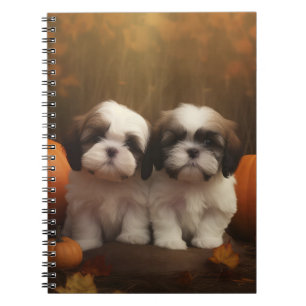 Shih Tzu Puppy Autumn Delight Pumpkin Notebook