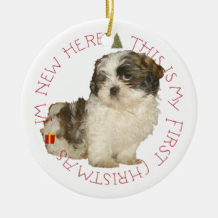 Shih Tzu Puppy First Christmas Ceramic Tree Decoration
