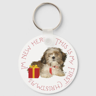 Shih Tzu Puppy First Christmas Key Ring