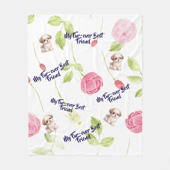 Shih Tzu Puppy Fleece Blanket (Front)