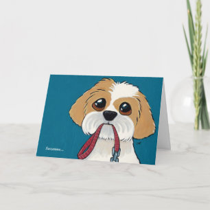 Shih Tzu Puppy with Lead   Thank You Card