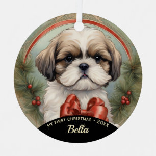 Shih Tzu Puppy's First Christmas Ornament