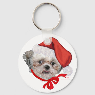 Shih Tzu Rescue Dog Happy Holidays Key Ring
