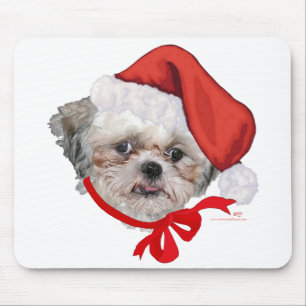 Shih Tzu Rescue Dog Happy Holidays Mouse Mat