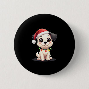 Shih Tzu Santa Christmas Tree Lights Xmas Dog Love 6 Cm Round Badge