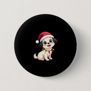 Shih Tzu Santa Christmas Tree Lights Xmas Dog Love 6 Cm Round Badge