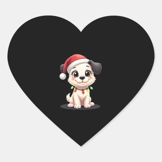 Shih Tzu Santa Christmas Tree Lights Xmas Dog Love Heart Sticker (Front)
