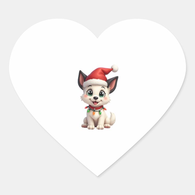 Shih Tzu Santa Christmas Tree Lights Xmas Dog Love Heart Sticker (Front)