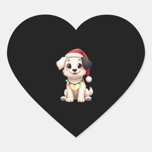 Shih Tzu Santa Christmas Tree Lights Xmas Dog Love Heart Sticker (Front)