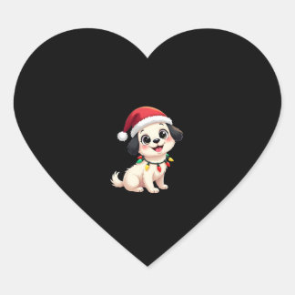 Shih Tzu Santa Christmas Tree Lights Xmas Dog Love Heart Sticker