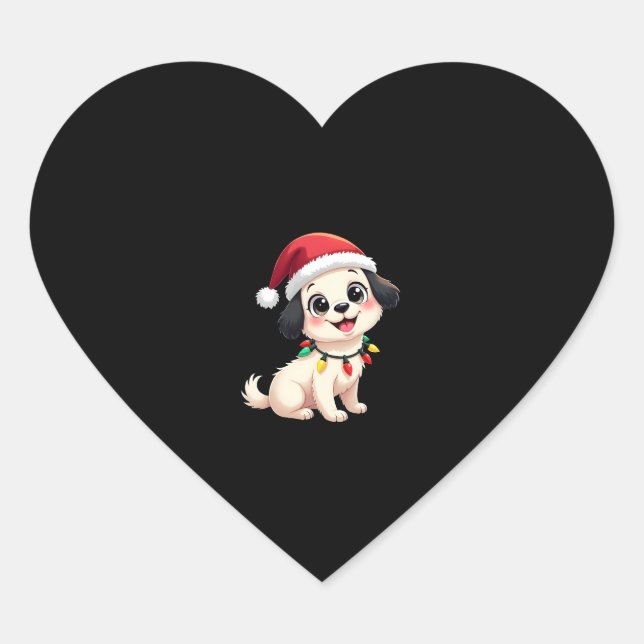 Shih Tzu Santa Christmas Tree Lights Xmas Dog Love Heart Sticker (Front)