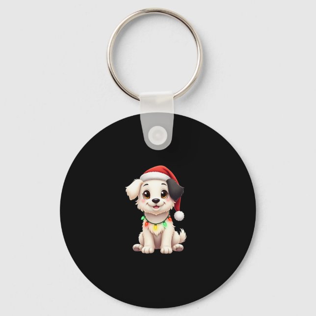 Shih Tzu Santa Christmas Tree Lights Xmas Dog Love Key Ring (Front)