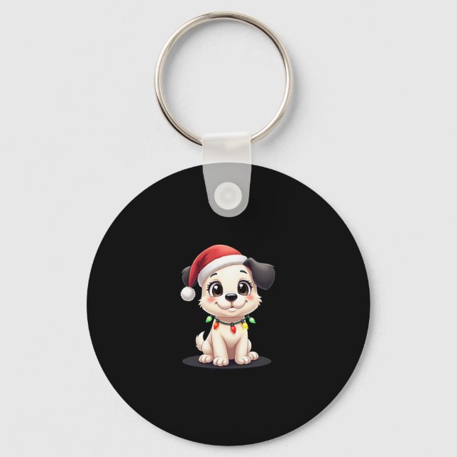 Shih Tzu Santa Christmas Tree Lights Xmas Dog Love Key Ring (Front)