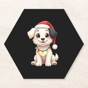 Shih Tzu Santa Christmas Tree Lights Xmas Dog Love Paper Coaster