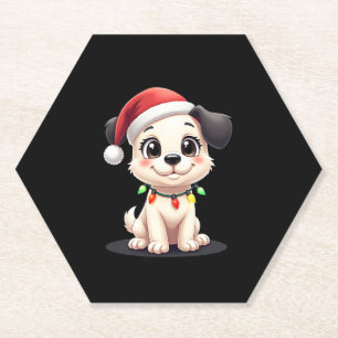 Shih Tzu Santa Christmas Tree Lights Xmas Dog Love Paper Coaster