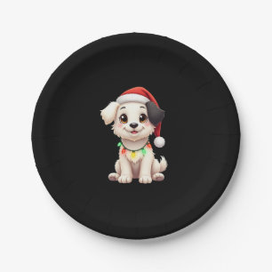 Shih Tzu Santa Christmas Tree Lights Xmas Dog Love Paper Plate