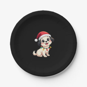 Shih Tzu Santa Christmas Tree Lights Xmas Dog Love Paper Plate