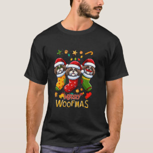 Shih Tzu Santa Claus Christmas Stocking Dog X Mas T-Shirt